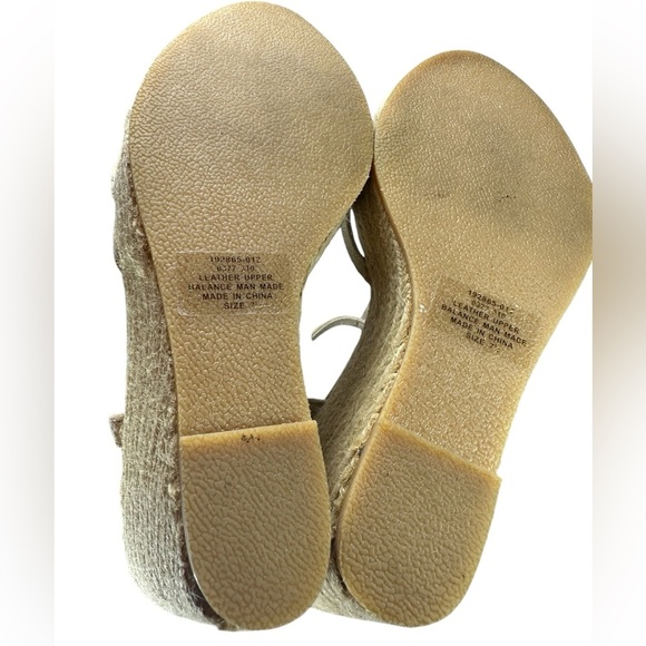 Colin Stuart Natural Espadrille Wedge Heel Sandals Strappy Size 7.5 Beige - Picture 4 of 9